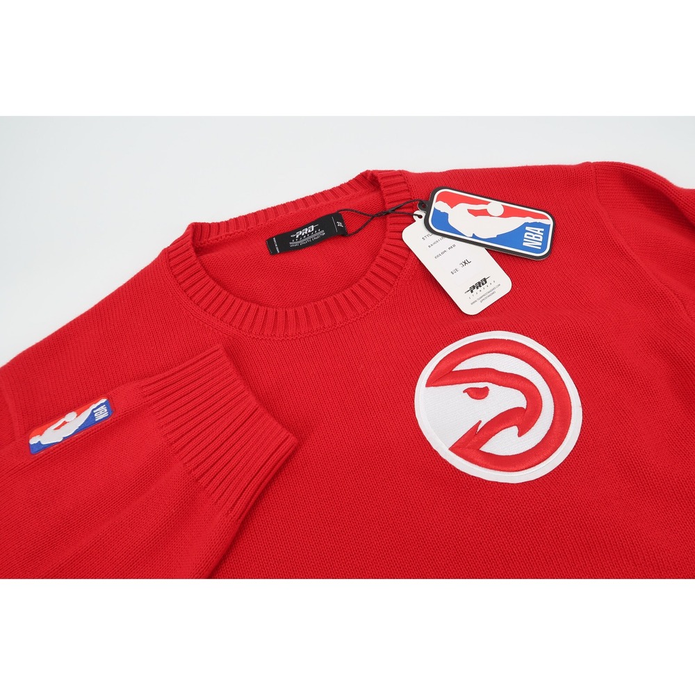 Atlanta Hawks PRO STANDARD‎ Embroidered Knit Sweater Crewneck Red Men's 3XL New
